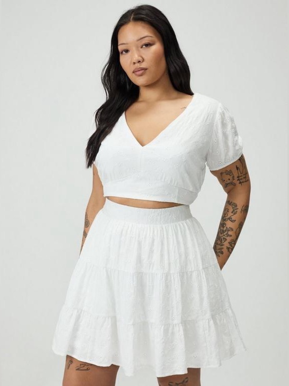 Torrid Eyelet Mini Skirt Set - White